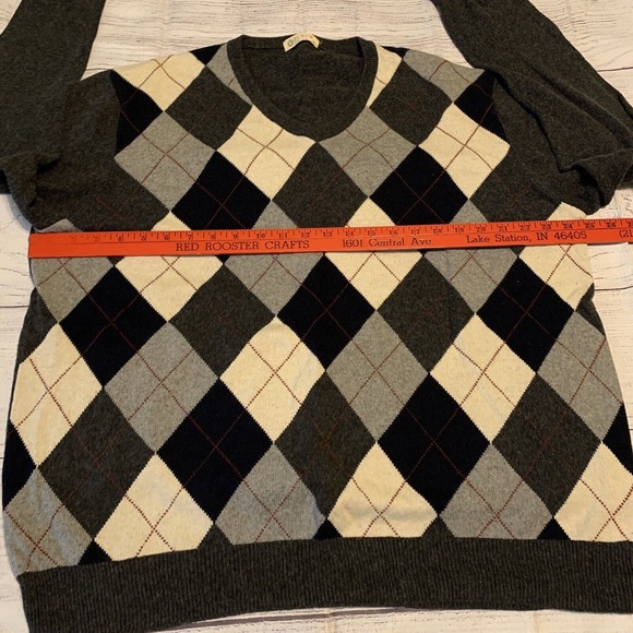 J. Crew Argyle Mens Size XL Cotton Cashmere Blend Sweater - Picture 2 of 7